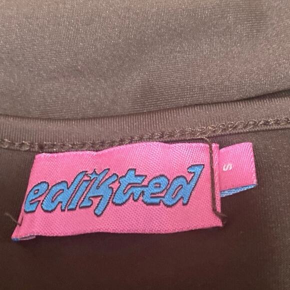 Edikted Brown Long Sleeve Crew Neck Open Back Cutout T Shirt Bodysuit Top Size S - Picture 3 of 4